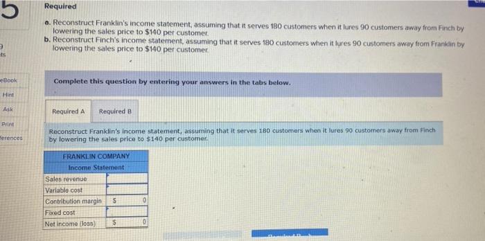 LO 11-1, 11-2 The following income statements illustrate different cost structures for