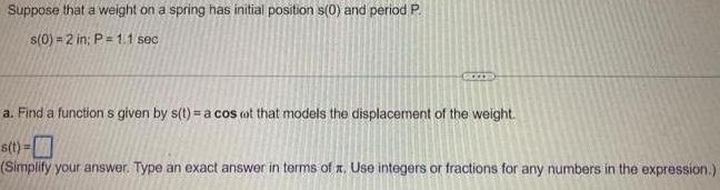 Suppose that a weight on a spring has initial position s(0)