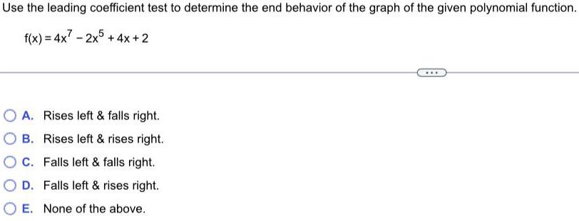 the graph of the given polynomial function.f(x) = 4x? - 2x? +