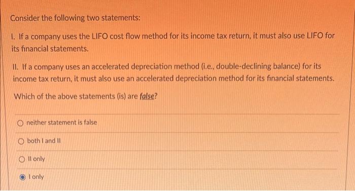 LIFO cost flow method for its income tax return, it must also