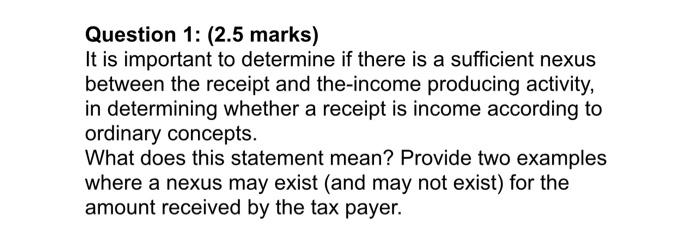 possible please? Question 1: (2.5 marks) It is important to determine if