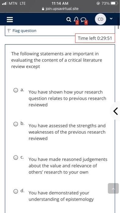 1.00 Flag question The following statements are important in evaluating the content