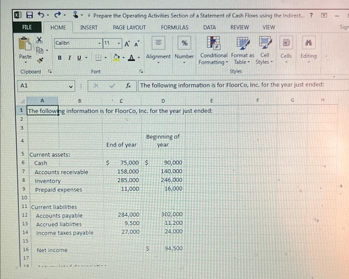 by operating activities, All answers must be entered as a formula. Click