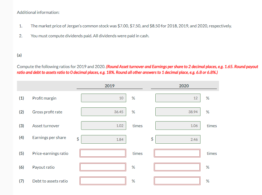 You must compute dividends paid. All dividends were paid in cash. (a)