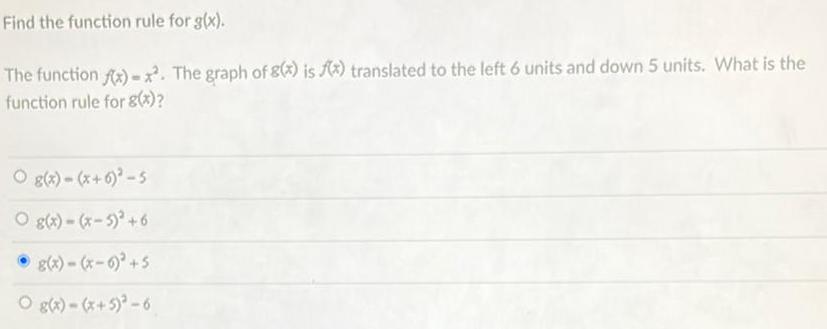  Find the function rule for g x The function fx x