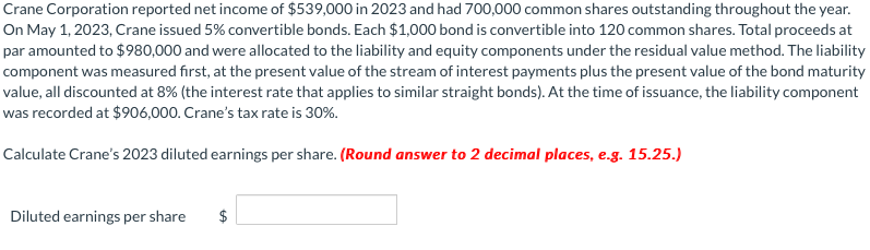 face value of $1,000, with interest payable annually. The current conversion ratio