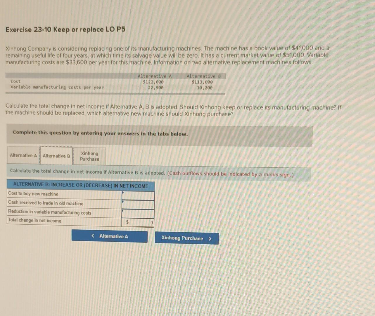 Company is considering replacing one of its manufacturing machines. The machine has