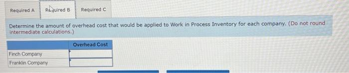 predetermined overhead rate for each company b. Determine the amount of overhead