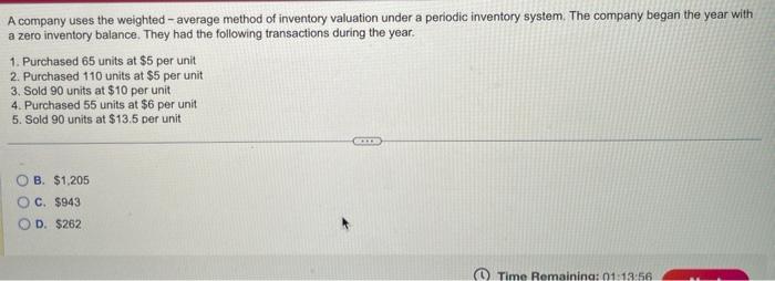 average method of inventory valuation under a periodic inventory system. The company
