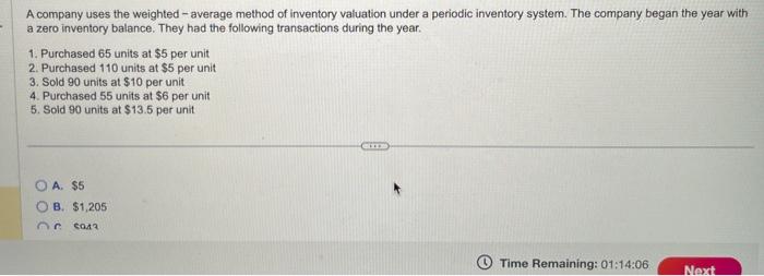 began the year with a zero inventory balance. They had the following