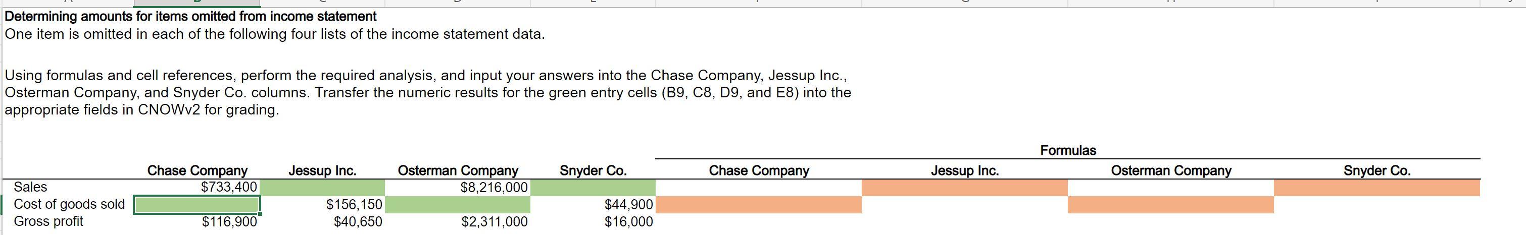 Determining amounts for items omitted from income statement One item is