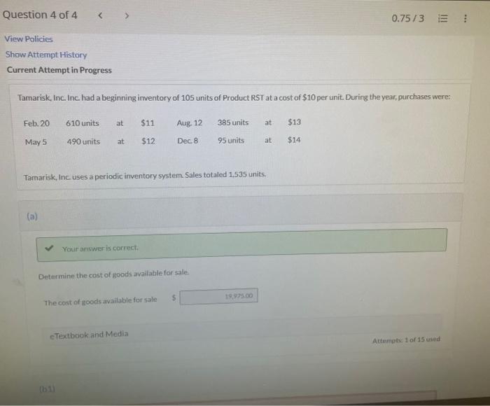  determine FIFO and LIFO and Average cost Question 4 of 4