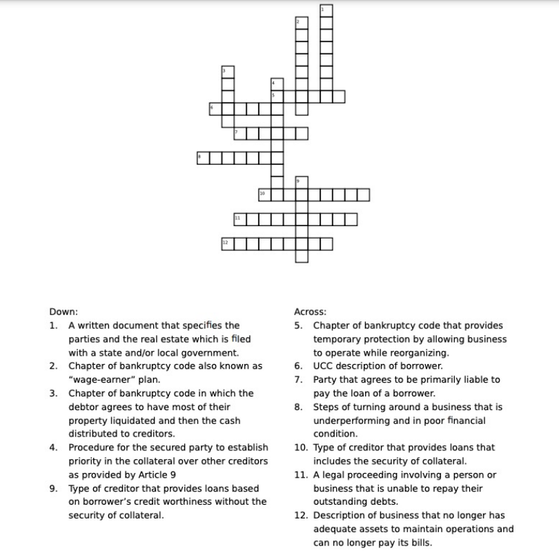 Down: 1. A written document that specifies the parties and the