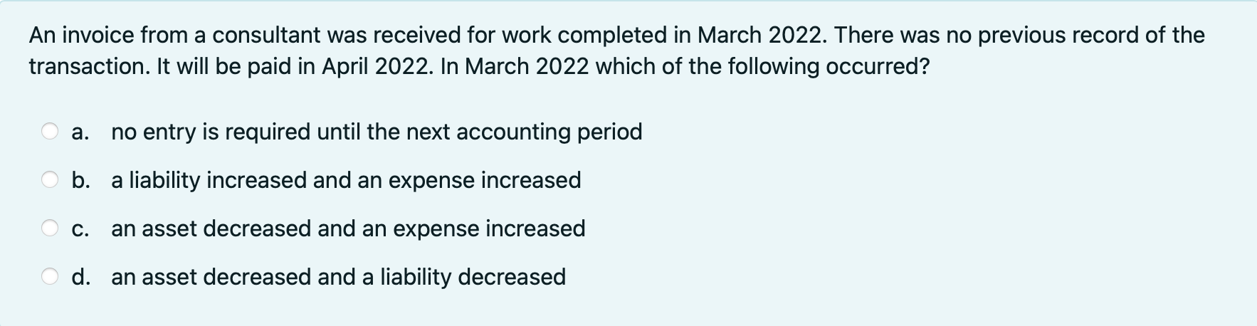 March 2022 . There was no previous record of the transaction. It