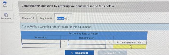 Compute the accounting rate of return for this equipment