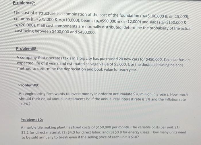 The cost of a structure is a combination of the cost of