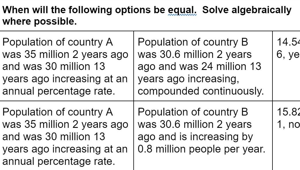 Population of country A was 35 million 2 years ago and was