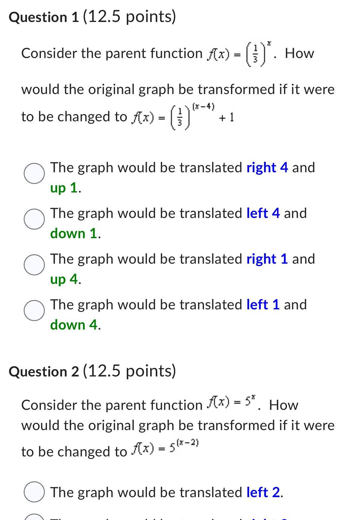 How would the original graph be transformed if it were to be