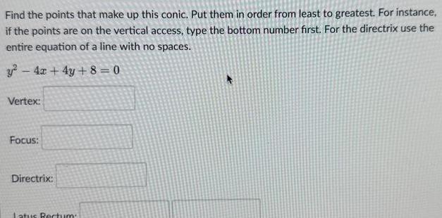 Find the points that make up this conic Put them in