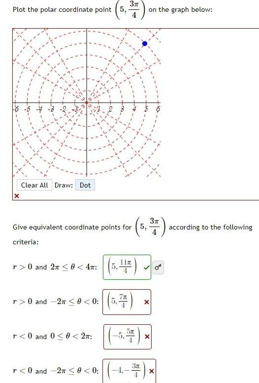 3 Plot the polar coordinate point 5 4 X 17 Clear