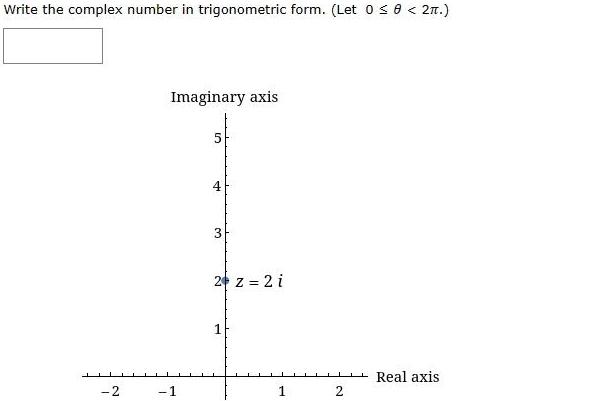 Write the complex number in trigonometric form Let 0 0 2
