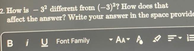 the answer Write your answer in the space provide BiU Font Family