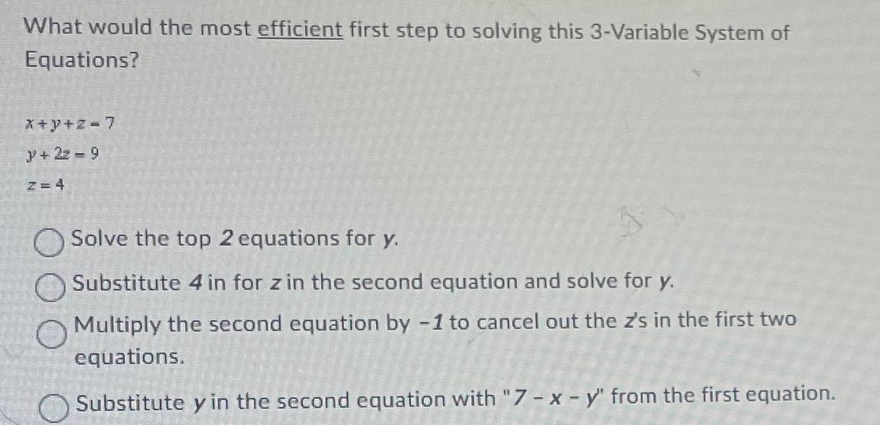 Variable System of Equations x y z 7 J 22 9 2
