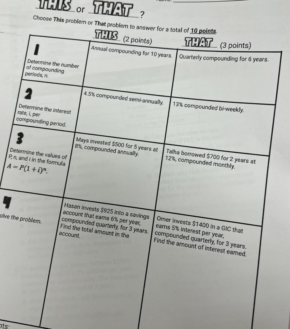 for a total of 10 points Determine the number of compounding periods