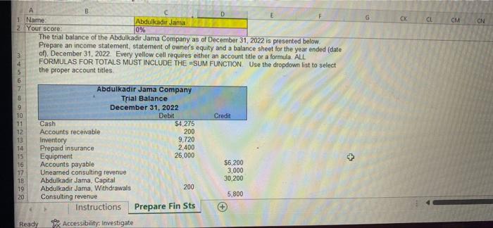  6 CK CL CM CN A B 1 Name. Abdulkadir Jama