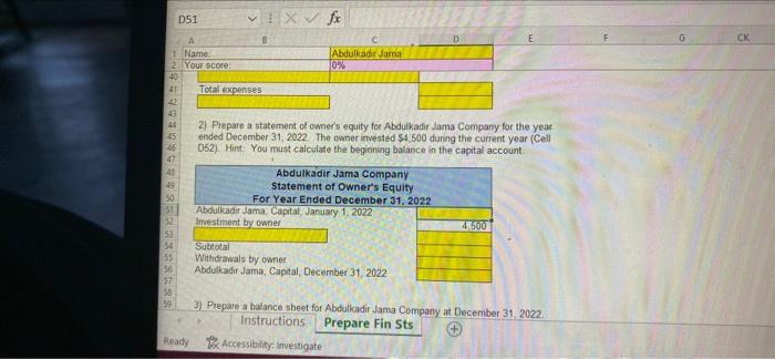 as of December 31, 2022 is presented below Prepare an income statement,