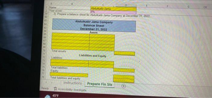 statement of owner's equity and a balance sheet for the year ended