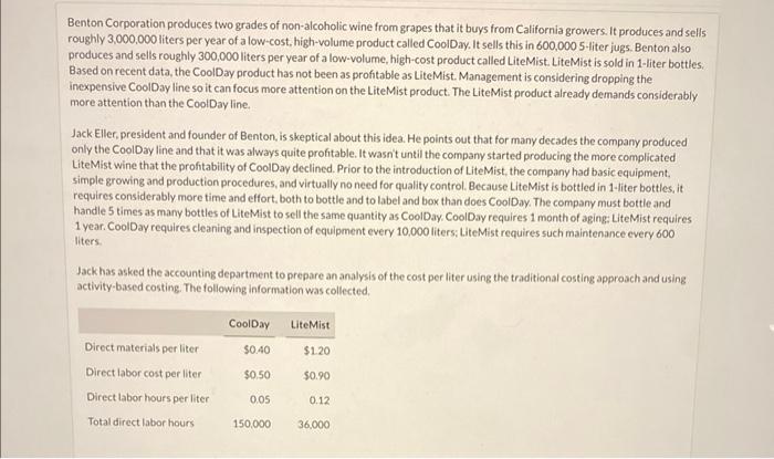  Please help me with number 11a Benton Corporation produces two grades