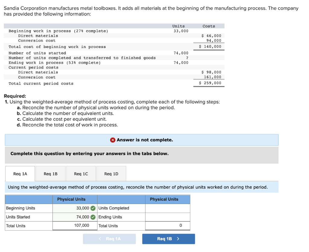 the following steps: a. Reconcile the number of physical units worked on