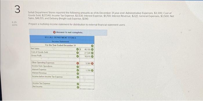 as December 3 year-end: Administrative Expenses, $3300, Cost of Goods Sold, $21,540,