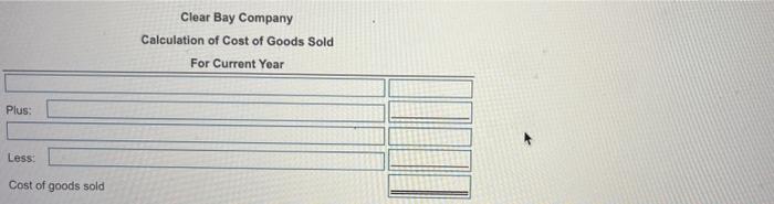 Clear Bay Company Calculation of Cost of Goods Sold For Current Year