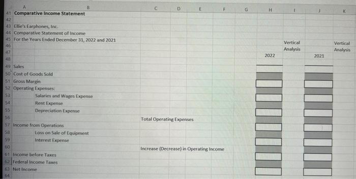 3. Using vertical analysis, prepare an Income Statement. 4. Using the textbook,