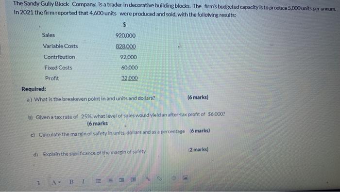 please help The Sandy Gully Block Company, is a trader in