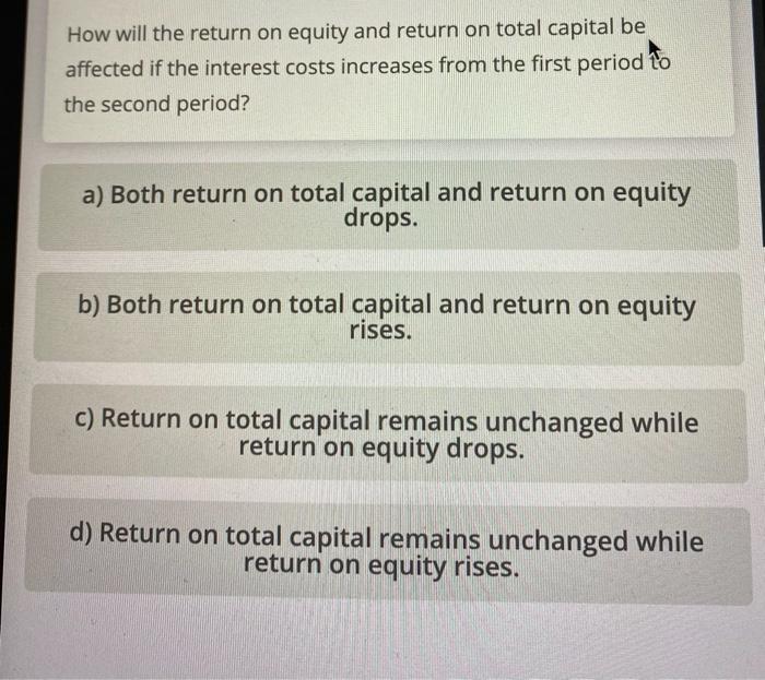 return on total capital be affected if the interest costs increases from