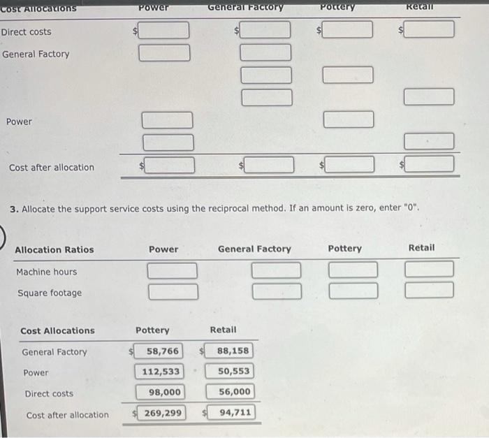divided into two operating divisions: Pottery and Retail. The company allocates Power