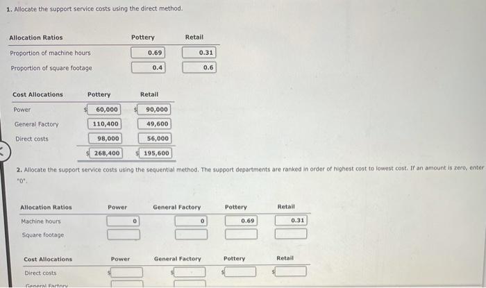 factory costs on the basis of square footage. No effort is made