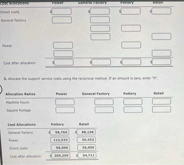 the rounded values for subsequent calculations. Support Departments Operating Divisions Power General