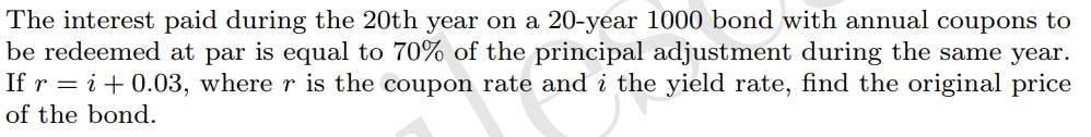 during the 20th year on a 20-year 1000 bond with annual coupons