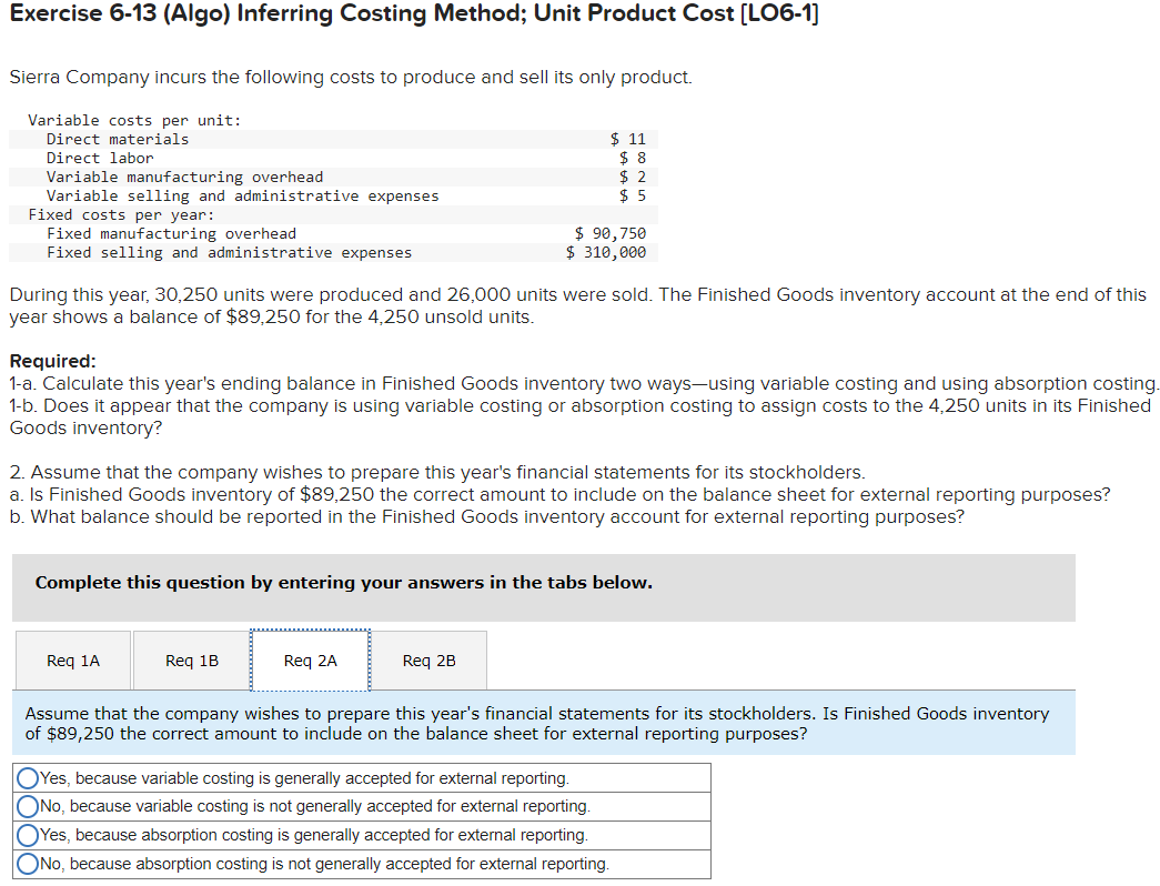 and using absorption costing 1-b. Does it appear that the company is