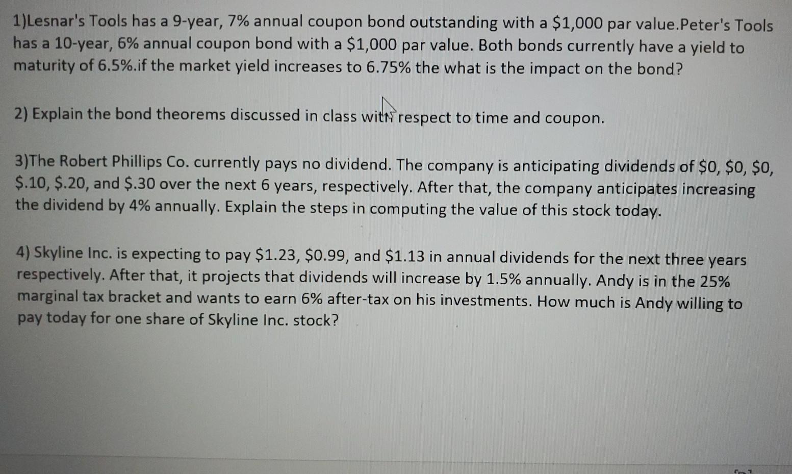 9-year, 7% annual coupon bond outstanding with a $1,000 par value. Peter's