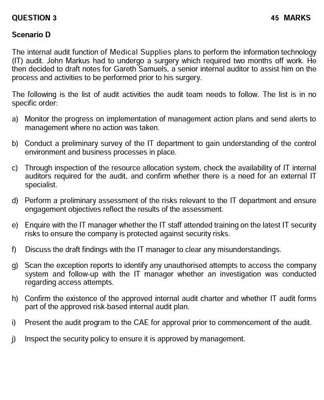 audit. John Markus had to undergo a surgery which required two months