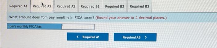 1. What is Tom's net pay per month? 2. What amount does