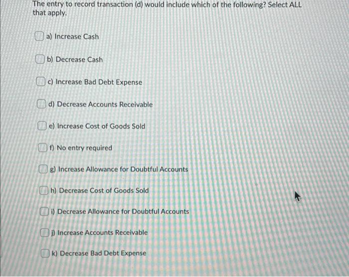 the company had the following summary transactions: a. Sales on account, $2,693,000;