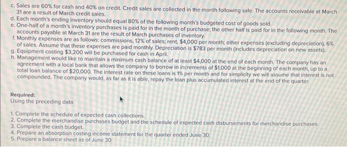 collected in the month following sale. The accounts receivable at March 31