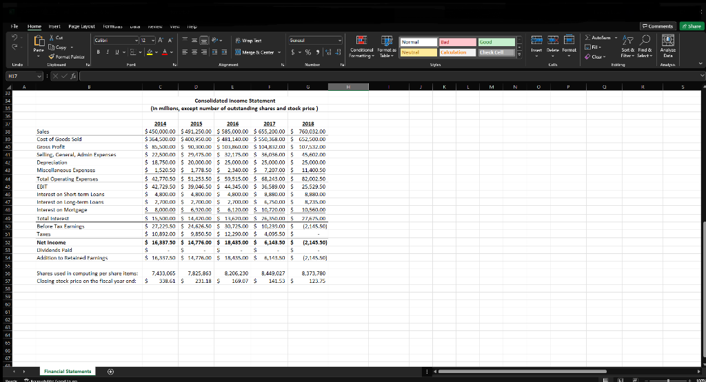 worksheet (Financial Ratios). This will be the basis of your ratio calculations.