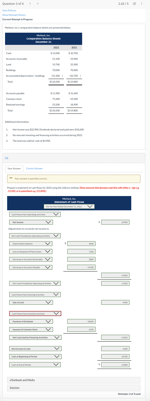  Question 3 of 4 > > 2.42/5 E E View Policies
